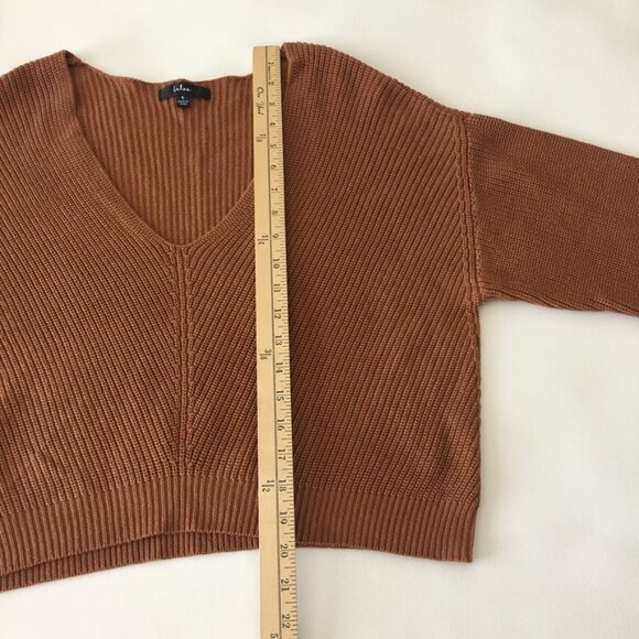 Lulus V Neck Sweater Womens Small Copper/Brown Dolman Sleeves - Picture 7 of 11